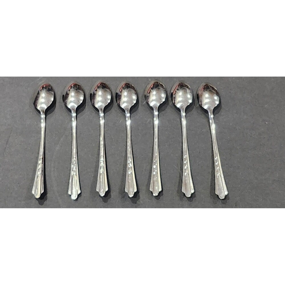 EKCO Stainless Chevron Iced Tea Spoons Made USA Set of 7 - Picture 2 of 8
